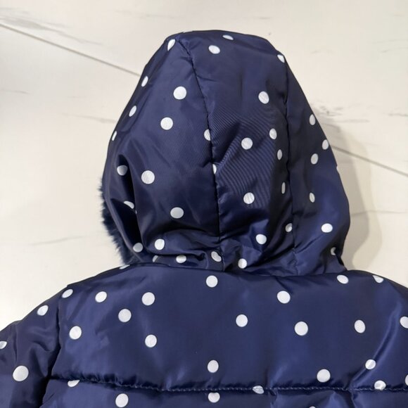 Girls Polka Dot Puffer and Fleece Jacket (size 10) - Picture 3 of 11